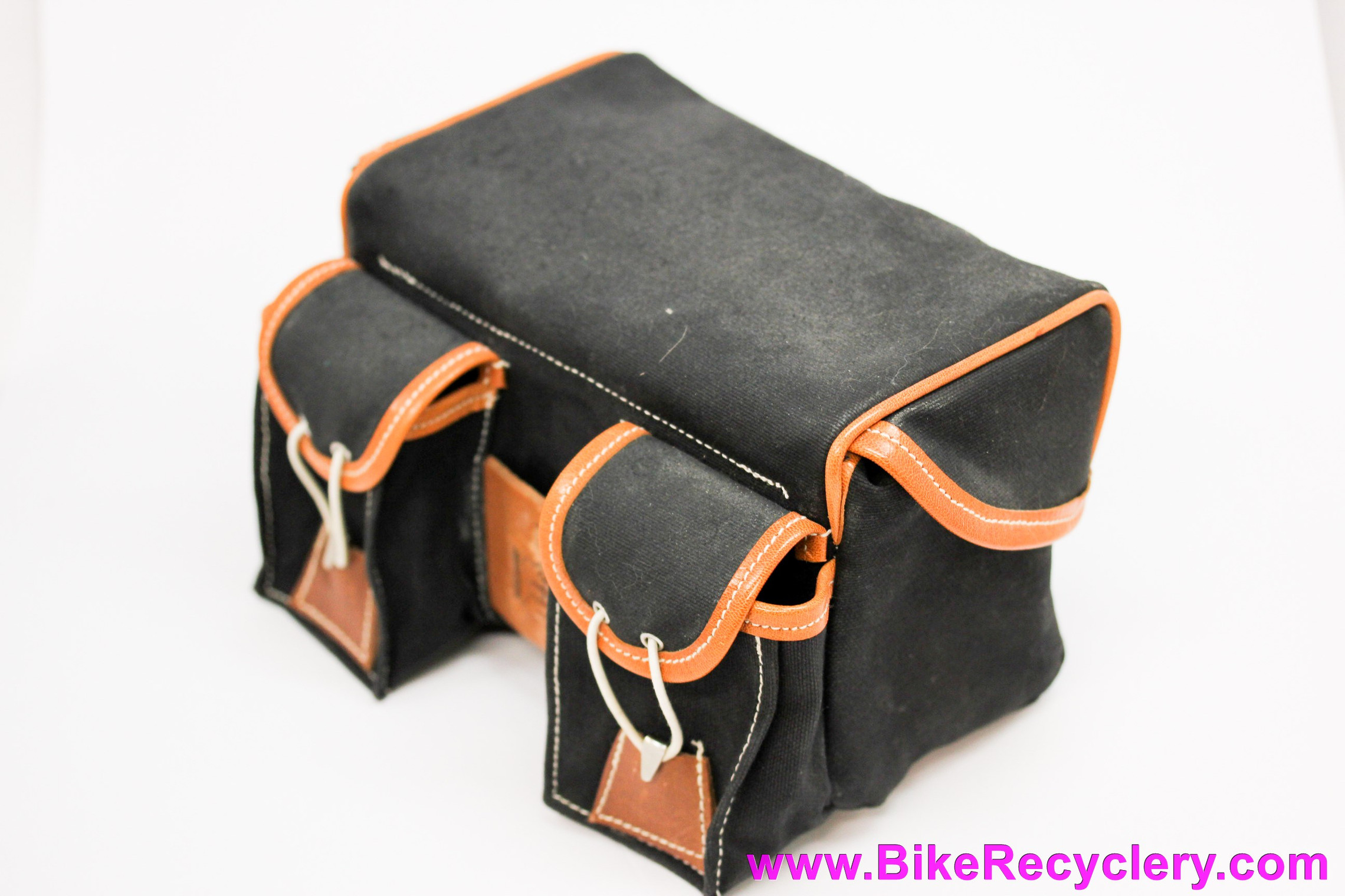 Gilles Berthoud Alex Singer Mini Handlebar Bag: Black w/ Tan