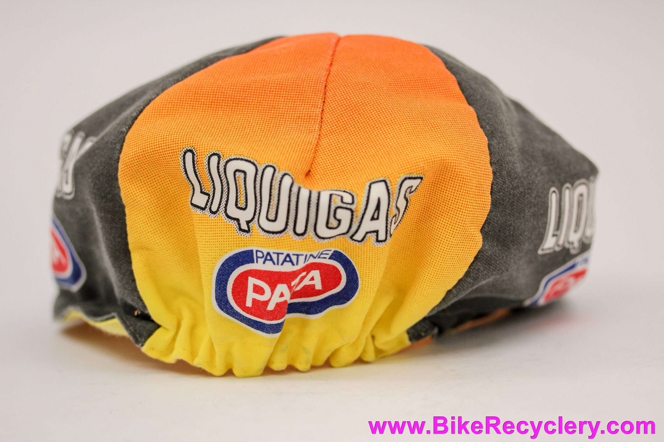 Vintage Liquigas–Pata Team Cycling Cap: Yellow/Orange/Grey (Near mint)