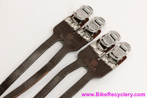 MSK / CKC FUBAR Fit-A Sports Track Toe Straps: Double Leather Straps