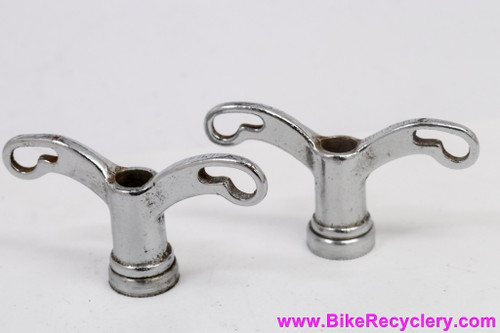 Tall Wing Nuts For Derailleur Protection: 3/8" - Heavy Duty - Chrome - Cutouts (Pair, Near Mint)