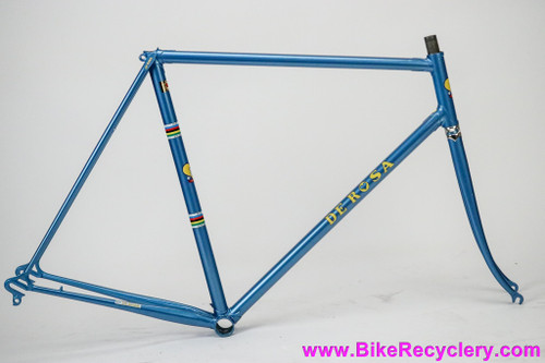 1970-1972 De Rosa Strada Frameset: 56cm x 58cm - Long Tang Lugs - Blue (NOS or Fresh Restoration)