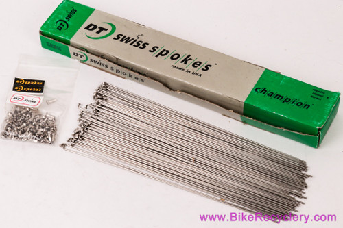 DT Swiss Champion Spokes: 15g / 1.8mm x 266mm - Box of 80 - Nipples - Straight Gauge