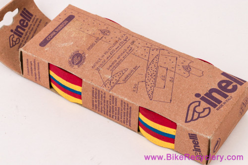 NOS Cinelli Cork Ribbon Handlebar Tape: Yellow Red Blue Stripe