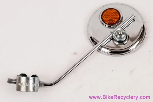 NOS Cruiser / Stingray Style Handlebar Mirror: Round - Orange Amber Reflector