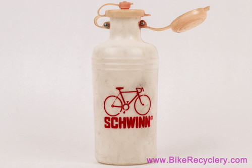 Vintage Schwinn Water Bottle: White/Red - 1970s 1980s - Unique Double Cap System