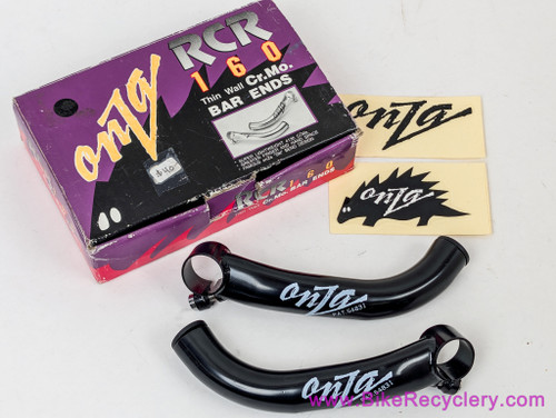 NIB/NOS ONZA RCR-160 Bar Ends: Ski-Bend - Ultralight Chromoly - 1990's  - Black