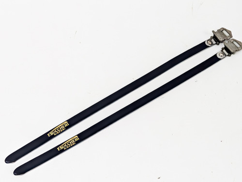 NOS Vintage Italian Bierreci BRC Leather Toe Straps: Black - 1970s 1980's