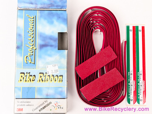 NOS/NIB 1980's Ambrosio Bike Ribbon PERFORATED Professional Bar Tape: Dark Red - Faux Leather