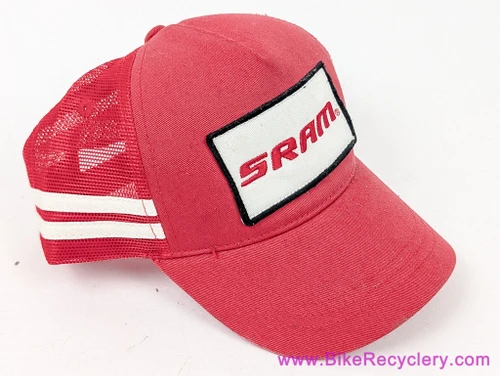 SRAM Red Trucker Snapback Hat: Red + White Stripe + Patch (NEW)