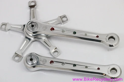 Drillium Campagnolo Nuovo/Super Record Crank Arms: #1049/A: 170mm - Italian Flag Infill - Dust Caps (Barely Used Near Mint+++)