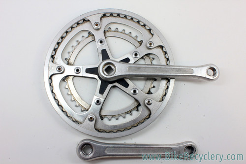 Sugino Super Maxy Crankset: Unique Spider & Flutes - 110mm - 52/40t - Chainring Guard - RARE