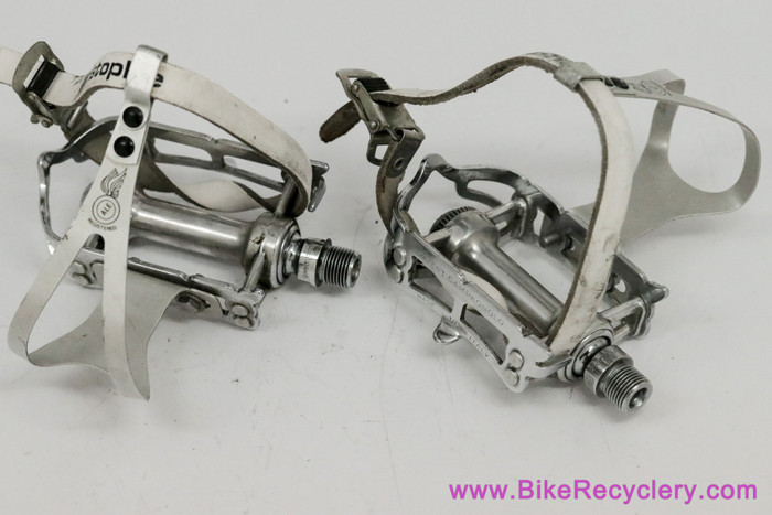 Campagnolo Nuovo Record Clip ペダル Campagnolo Nuovo Record Pedals: #1037 - Chrome - Med Clips