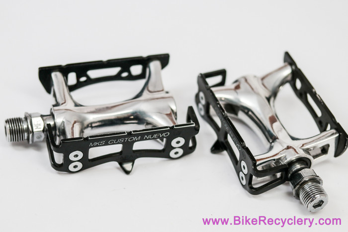MKS Custom Nuevo Wide NJS Track Pedals: Black/Silver (Barely Used