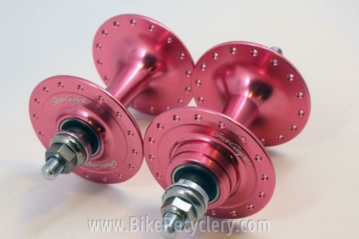 Gran Compe High Flange Track Hubs: Pink Ano, Fixed/Fixed, 32H NEW