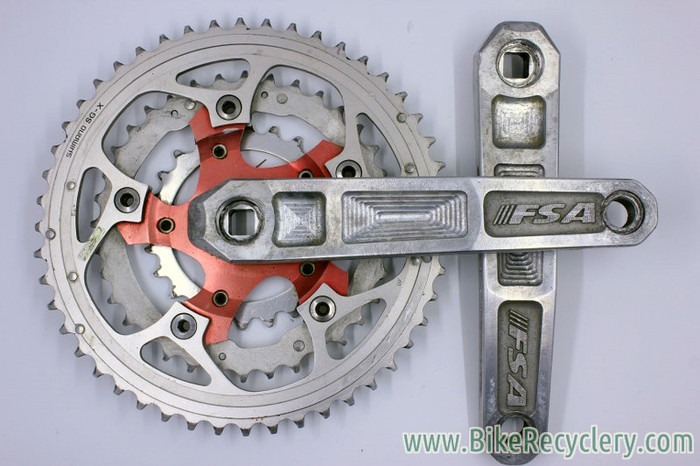 Vintage FSA Afterburner Crankset: Forged & CNC, Silver/Red, 175mm