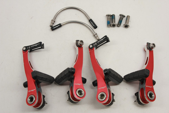 TRP CX9 Vブレーキ レッド TRP CX-9 V Brakeset: CNC Titanium, Red, Cyclocross - Bike Recyclery