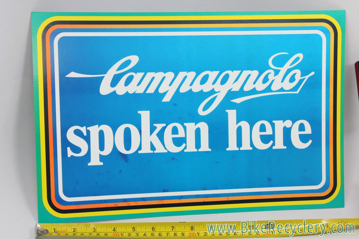 Vintage Campagnolo Spoken Here Cardboard Dealer Sign: 16x10