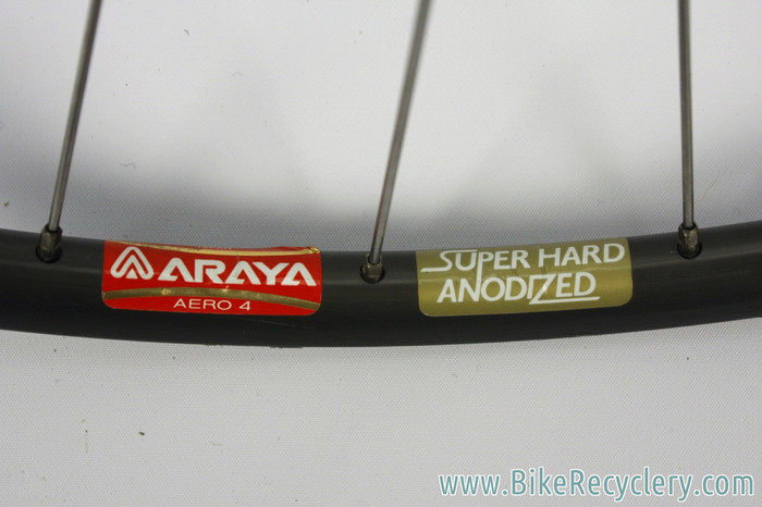 NOS Araya ADX-4 Aero 650c Tubular Front Wheel: 28H Radial - Nuovo Record  Low Hub & QR - Super Hard Anodized Dark Grey