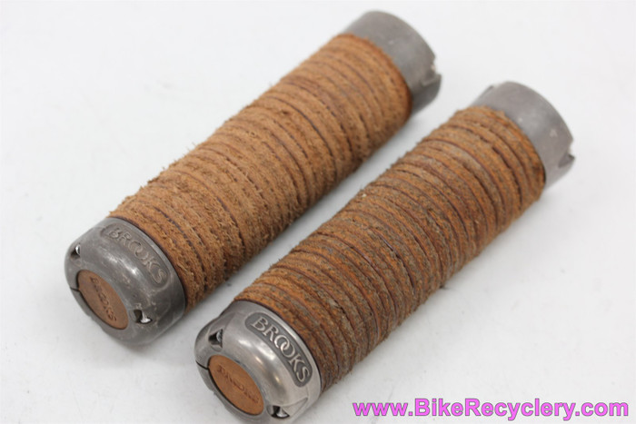 Brooks Plump Leather Ring Grips: Honey Brown - Lock On - End Caps