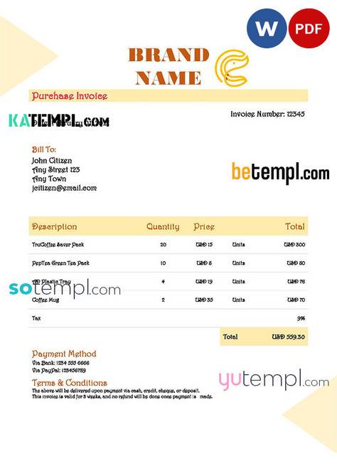 # inspire press universal multipurpose invoice template in Word and PDF format, fully editable