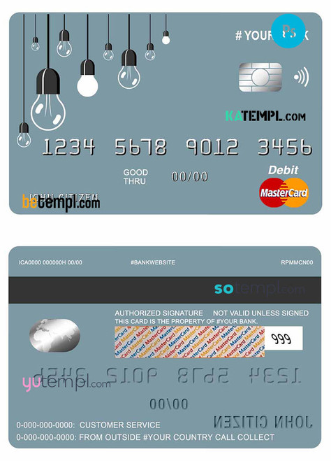 # king lamp universal multipurpose bank mastercard debit credit card template in PSD format, fully editable