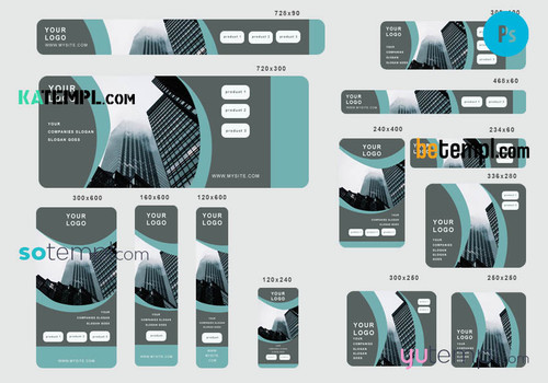 # city mode editable banner template set of 13 PSD