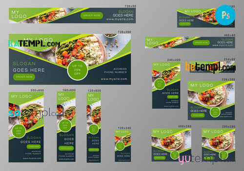 # kitchen fuel editable banner template set of 13 PSD