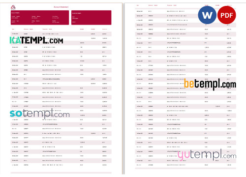 Nigeria ALAT bank statement Word and PDF template, 4 pages