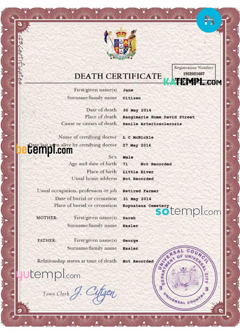 # arms first-choice vital record death certificate universal PSD template