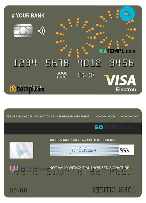 # artsy line universal multipurpose bank visa electron credit card template in PSD format, fully editable