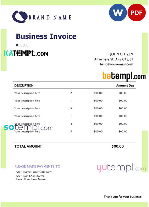 # certified profit universal multipurpose invoice template in Word and PDF format, fully editable