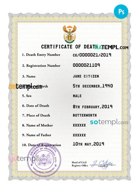 # coat optimum vital record death certificate universal PSD template