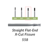 Carbide Burs. FG-558-L Straight Flat-End X-Cut Fissure. Pack of 100/Bag