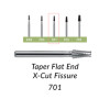 Carbide Burs. FG-701 OS Taper Flat End X-Cut Fissure. Pack of 100/Bag