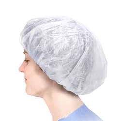 Bouffant Head Caps (24", White / Blue, 100/Bag)