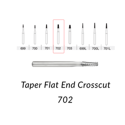 SS White Carbide Burs. FG-702 Taper Flat End Crosscut. 10 pcs.