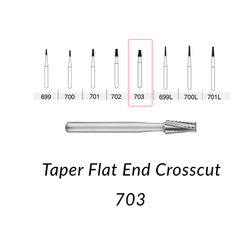SS White Carbide Burs. FG-703 Taper Flat End Crosscut. 10 pcs.