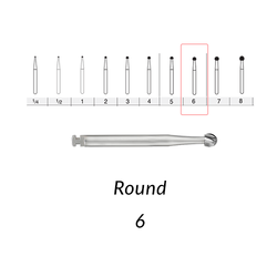 SS White Carbide Burs. RA-6 Round. 10 pcs.