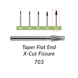 Carbide Burs. FG-703 OS Taper Flat End X-Cut Fissure. 10 pcs.
