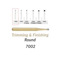 SS White Carbide Burs. FG-7002 12 Blades Round Trimming & Finishing. 5 pcs.