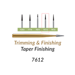 Carbide Burs. FG-7612 T&F 12-blades Taper Finishing. Pack of 100/Bag