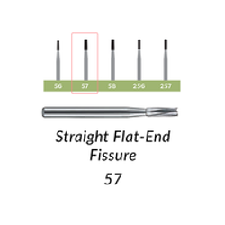 Carbide Burs. FG-57 Short Shank Straight Flat-End Fissure. Pack of 100/Bag