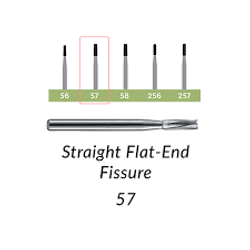 Carbide Burs. FG-57 OS Straight Flat-End Fissure. Pack of 100/Bag