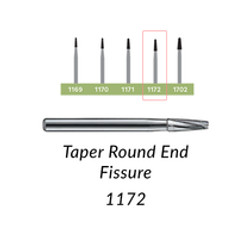 Carbide Burs. FG-1172 Taper Round End Fissure. Pack of 100/Bag