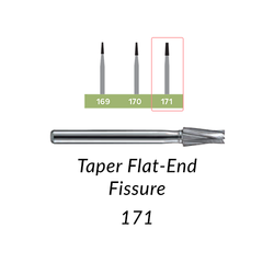 Carbide Burs. FG-171 Taper Flat-End Fissure. 10 pcs.