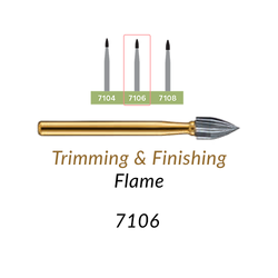 Carbide Burs. FG-7106 T&F 12-blades Flame. 1 pc
