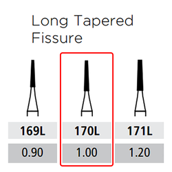 Alpen Carbides FG OP 170L Long Tapered Fissure Bur 10/Pk