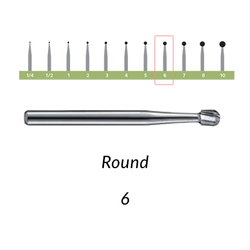 Carbide Burs. FG-6 OS Round. 10 pcs.