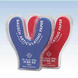 Bausch .008' (200 microns) BLUE Horseshoe shaped Articulating Paper, 50 Sheets