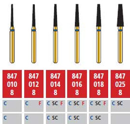 Alpen FG #847.016 Coarse Grit, Flat End Taper Diamond Bur. Package of 5 Burs